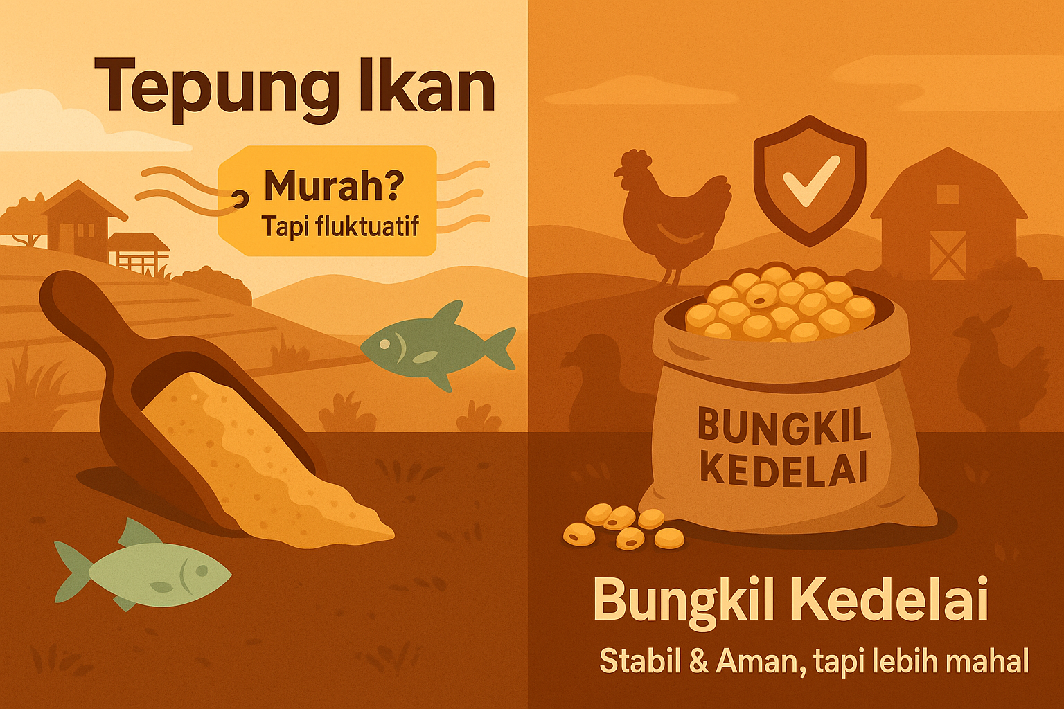 Perbandingan Tepung Ikan dan Bungkil Kedelai sebagai Bahan Dasar Konsentrat di Indonesia